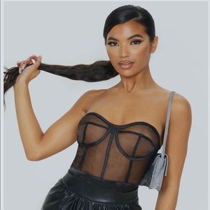 Black Sheer Long Corset